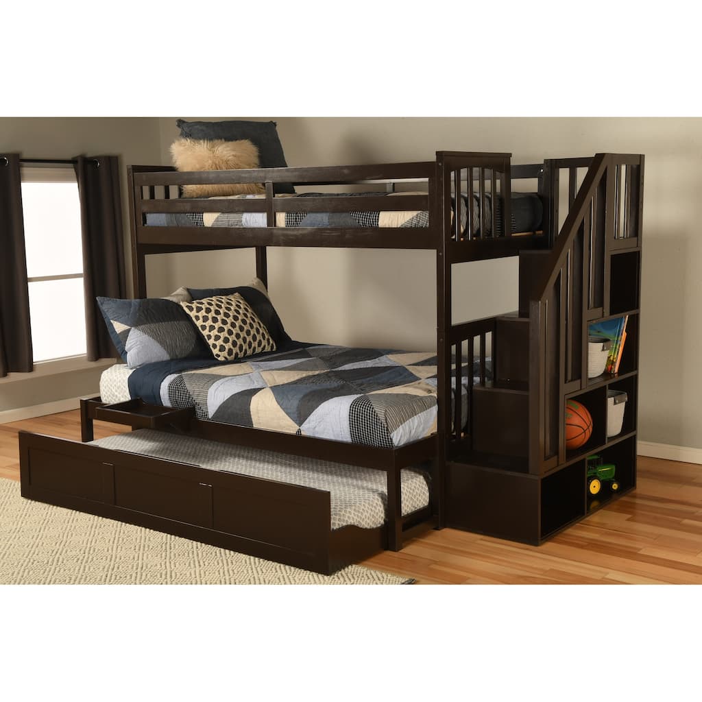 Somette Kelcie Bunk Bed with Stairs, Trundle and Tray (Mattresses Not Included)