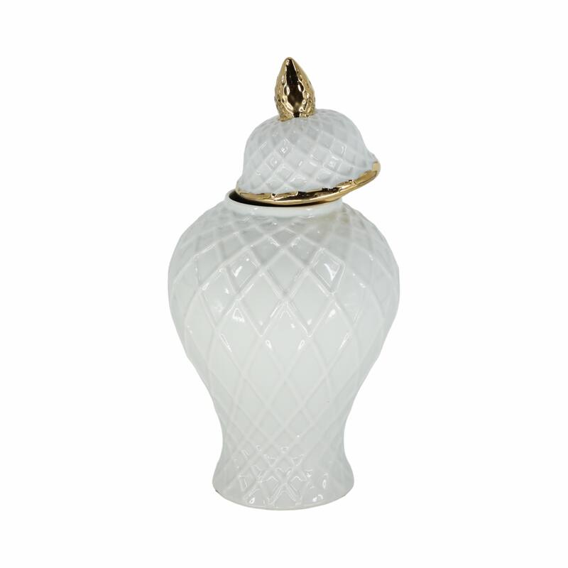 Sagebrook Home Gold Accented Glam Ginger Jar with Lid