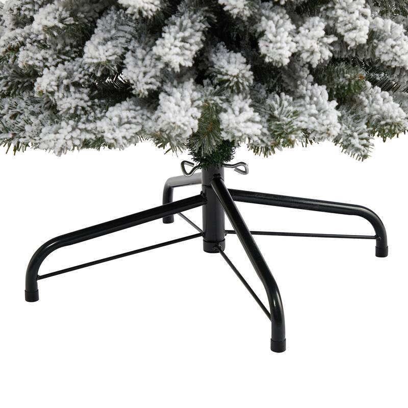 7ft. Flocked Pencil Artificial Christmas Tree with 574 Branches - Sleek Winter Wonderland Holiday X-Mas Tree