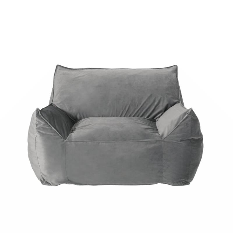 Allea Velveteen Bean Bag Chair with Armrests