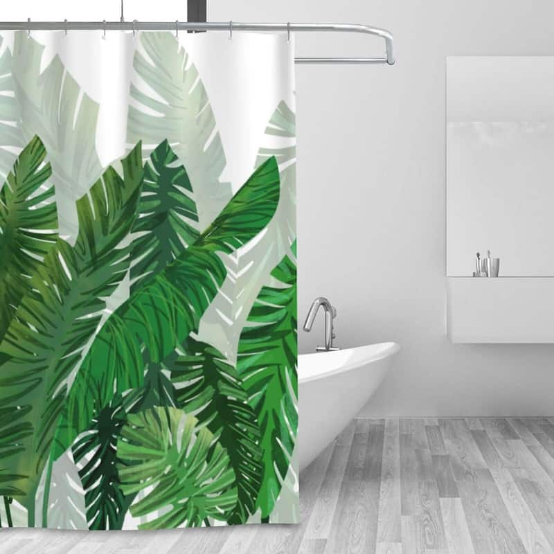Green Plant Shower Curtain, Waterproof Washable Fabric 72 x 72 Inches