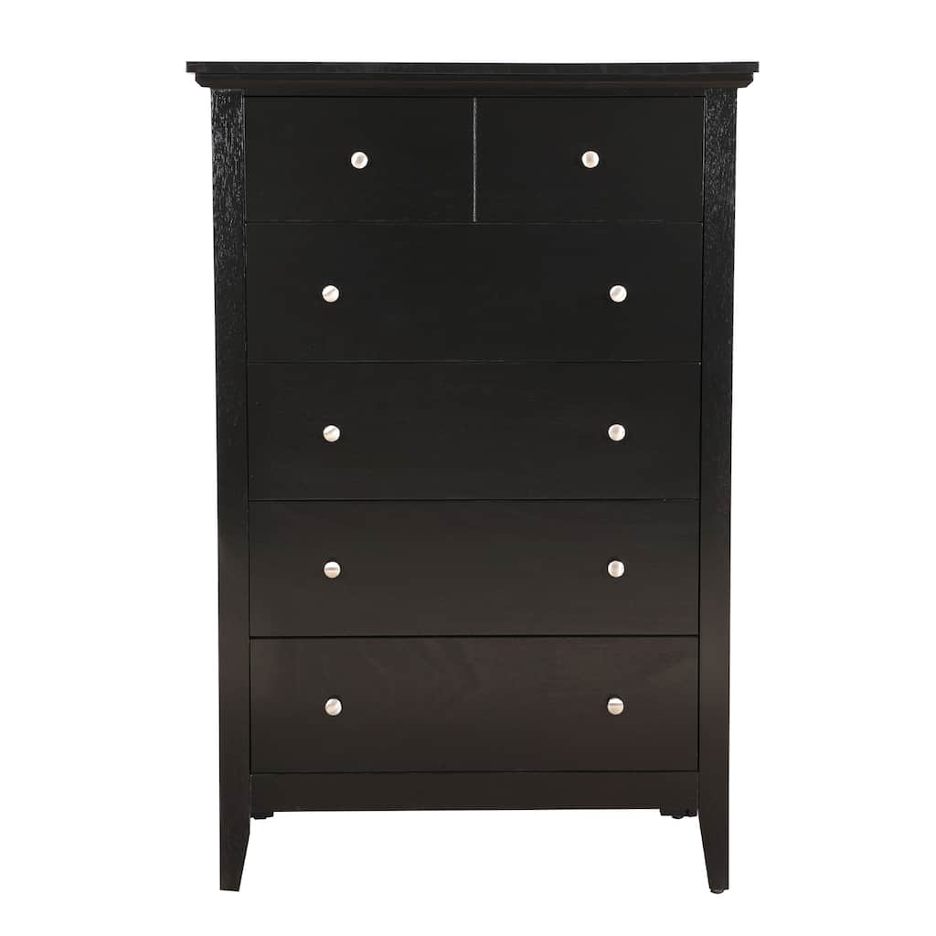 Wooden Bedroom Chest with 5-Drawers - 48" - Black
