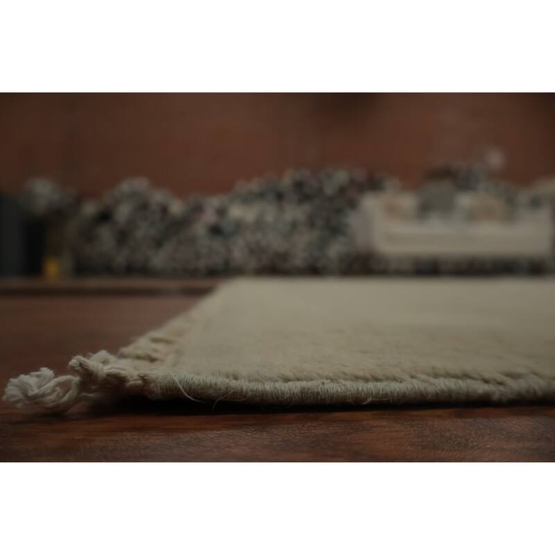 Hand Knotted Oriental 100% Wool Carpet Transitional Geometric Greys & Charcoal Oushak Area Rug - 7' 11'' X 6' 2''