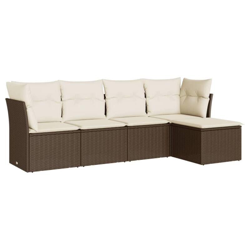 vidaXL Garden Sofa Set Brown,Cream White - 21.7 x 21.7 x 14.6