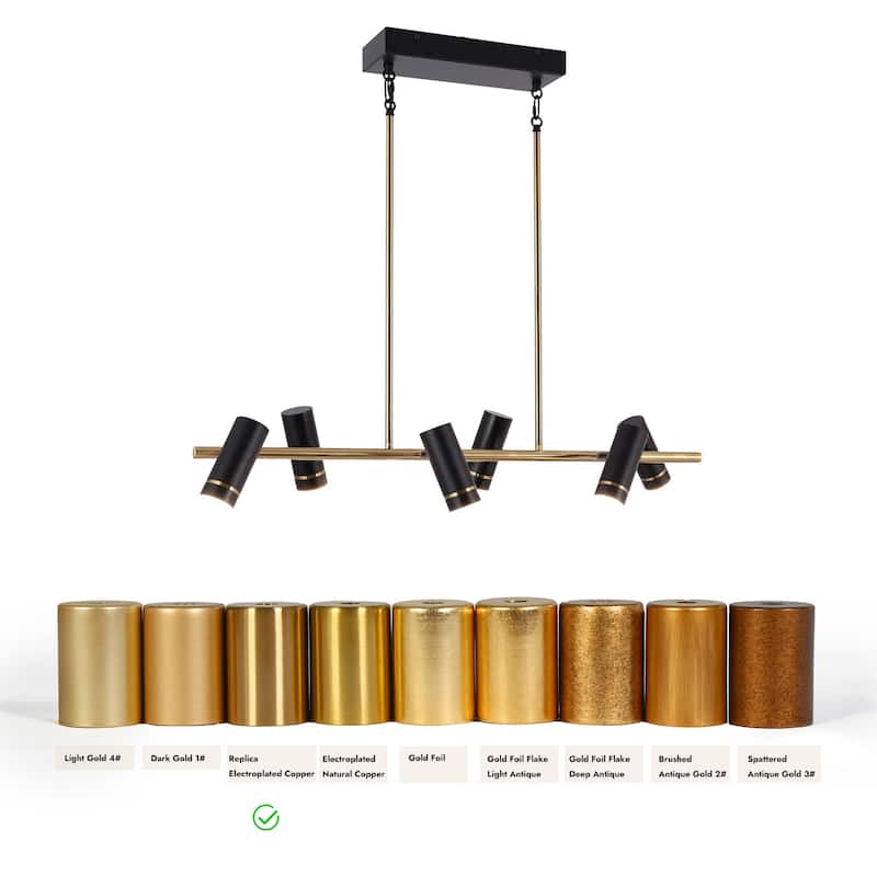 Modern 6-Light 36" LED Black Gold Large Chandelier Metal Linear Kitchen Island Lights - 36" L x 7.5" W x 10" H