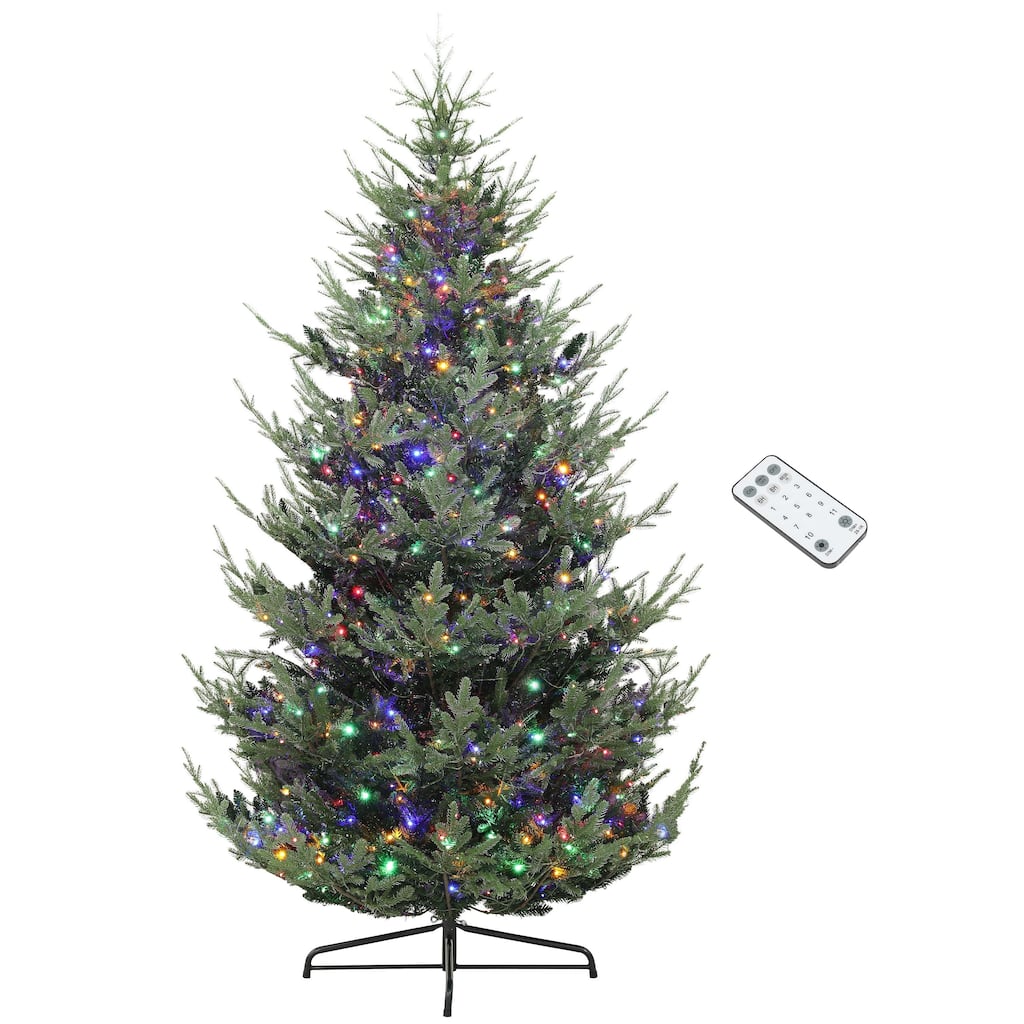 9FT Prelit Christmas Tree with Warm White & Multicolor LED Lights and 11 Light Modes