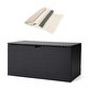 preview thumbnail 22 of 73, Glitzhome 140 Gallon Outdoor Patio Oversize Storage Bench Wicker Table Deck Box Black+Gift