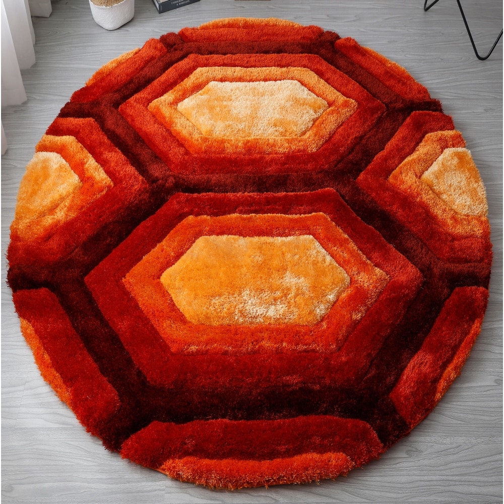Mateos Shag Red/Orange Contemporary Designed Area Rug