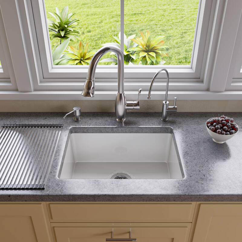 ALFI brand 23" Traditional Fireclay Undermount Rectangular Kitchen Sink - White