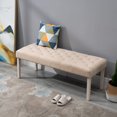 HOMCOM SimpleTufted Upholstered Ottoman Accent Bench with Soft Comfortable Cushion & Fashionable Modern Design