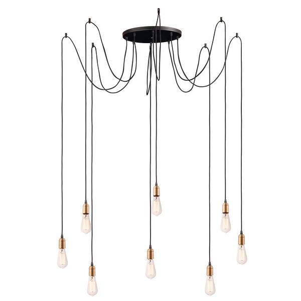 slide 2 of 4, Early Electric 8-Light Pendant - black / antique brass