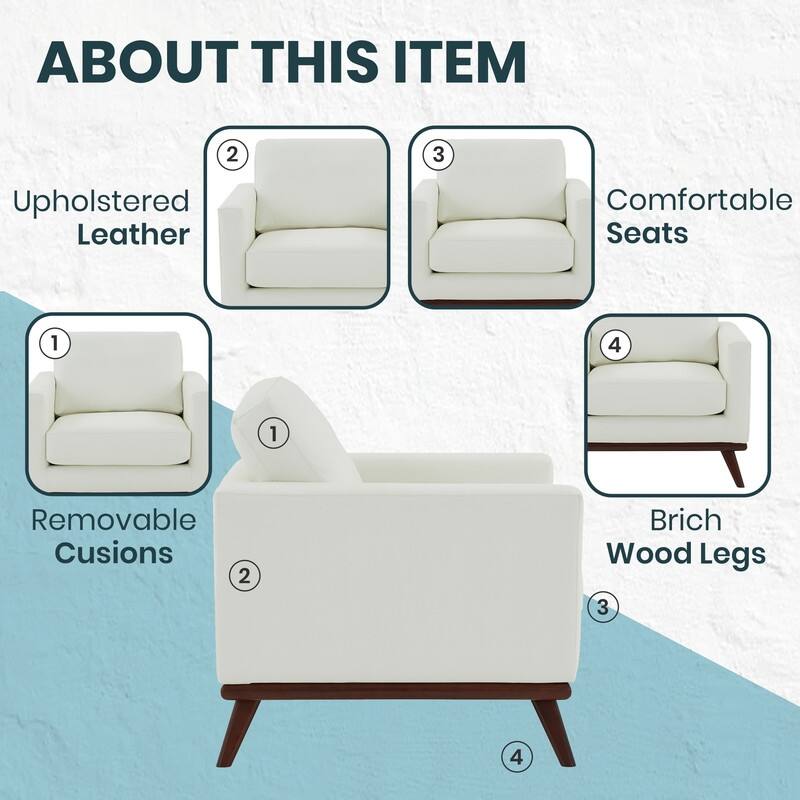 Chester Modern Sofa Leather Or Mesh Accent Side Armchair with Birch Wood Frame Couch for Living Room Bedroom Lounge - 33.46