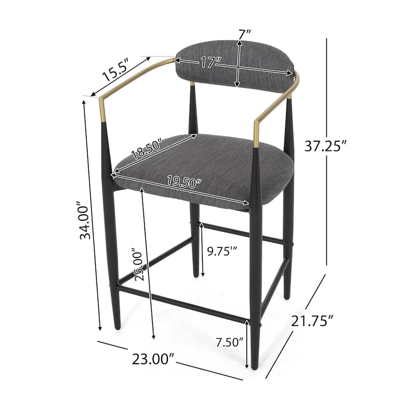 Christopher Knight Home Elmore Fabric and Iron 25-Inch Tall Counter Stools (Set of 2)