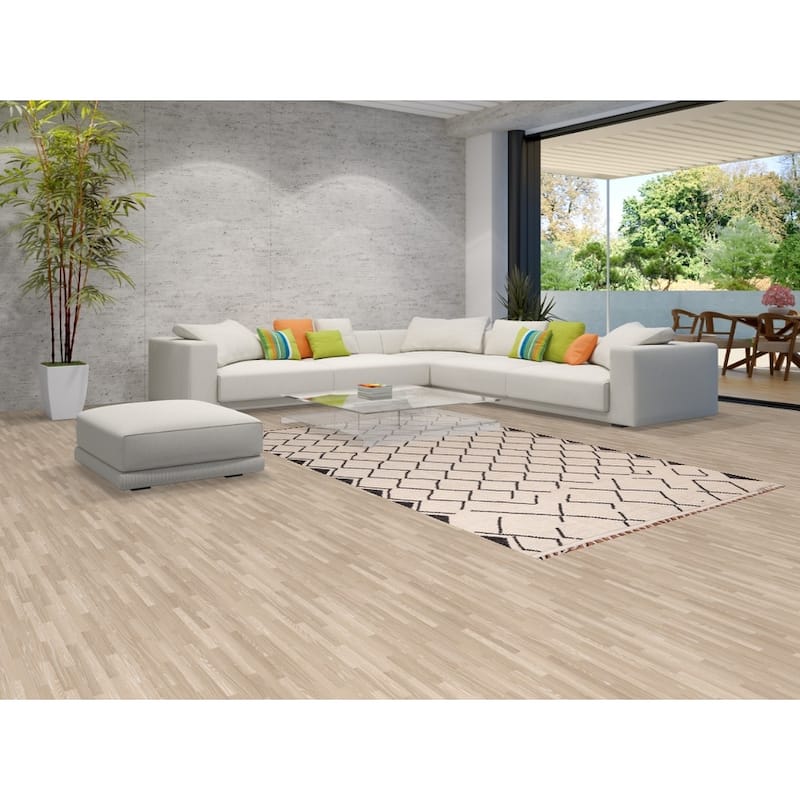 Trellis Ivory Moroccan Area Rug Handmade Geometric Wool Carpet - 5'11"x 9'8"