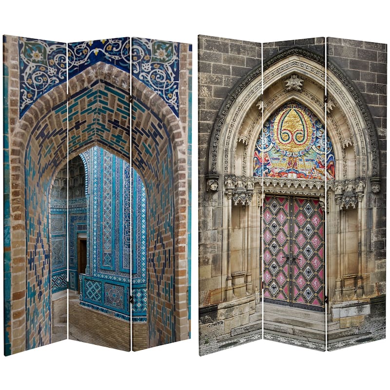 Handmade 6' Double Sided Heavenly Archways Canvas Room Divider