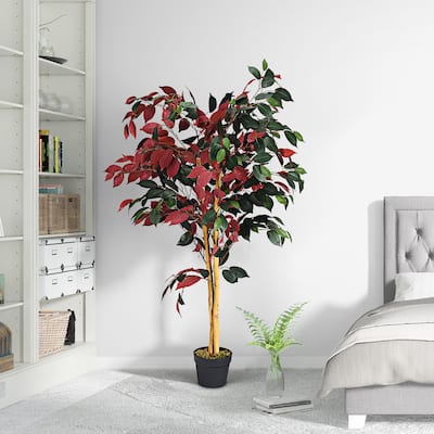 4FT Fake Tree Artificial Greenery Plants Pot Decorative Trees