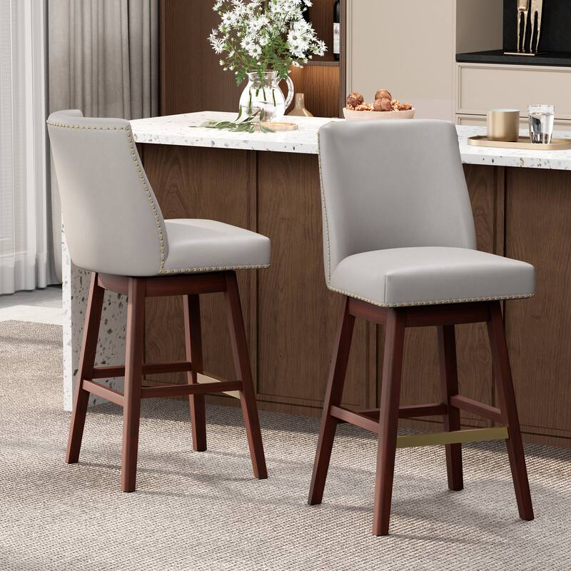 Crestlive Bar Stools Swivel Barstool with Back - Set of 2 - Dark Gray