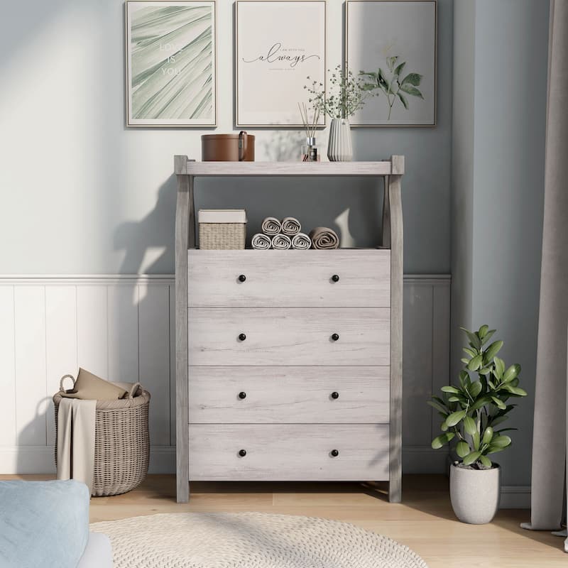 DH BASIC Transitional Coastal White 31-inch Wide 4-Drawer Vertical Dresser by Denhour