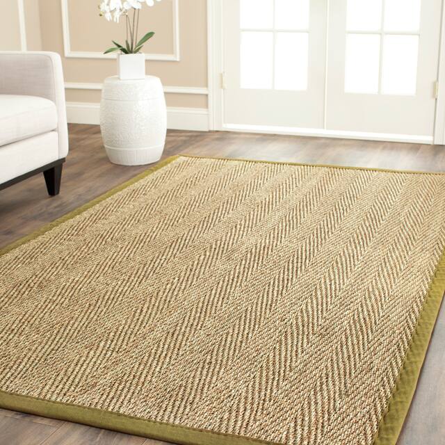 SAFAVIEH Natural Fiber Oceana Herringbone Seagrass Rug - 8' x 10' - Natural/Olive