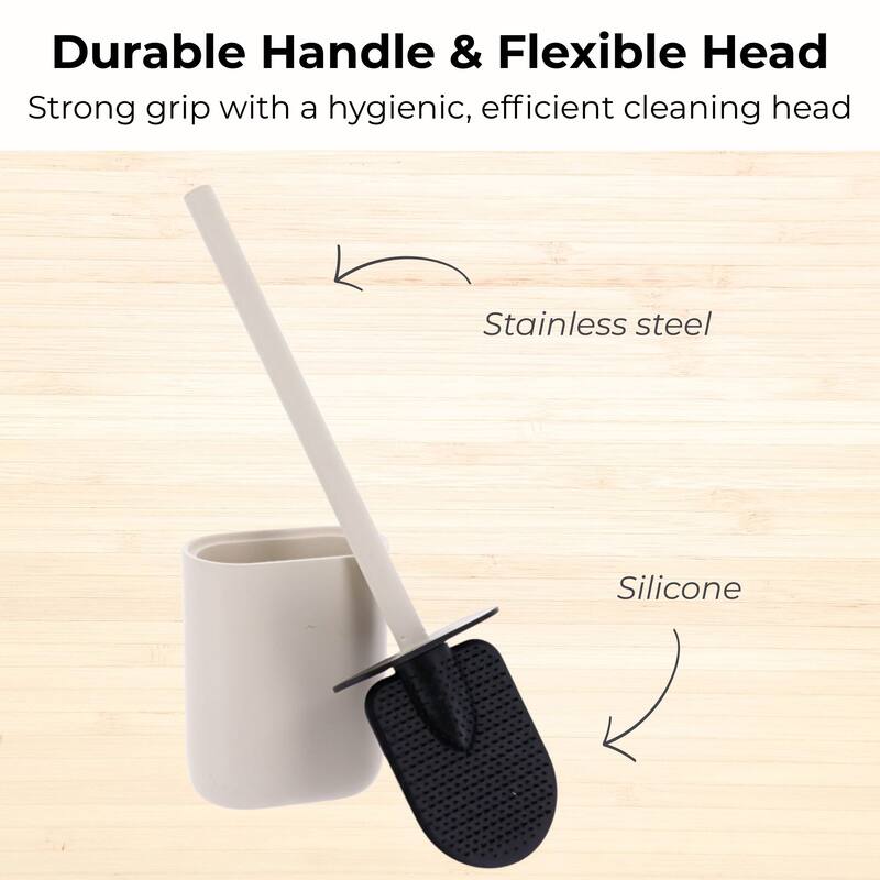 Oval Toilet Brush And Holder Set - 4 L x 2.5 W x 15.25 H