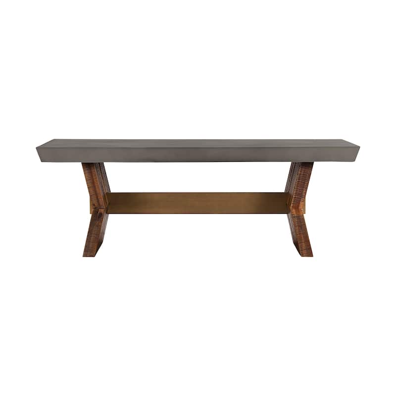 Picadilly 87 inch Acacia Solid Wood and Concrete Rectangular Dining Table with Trestle Base