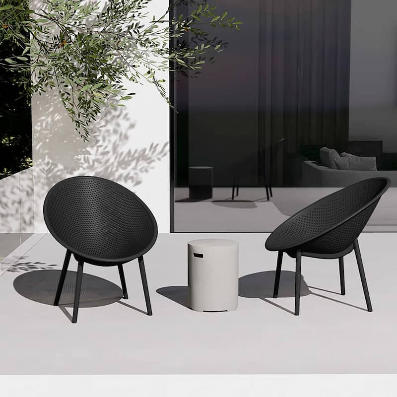 Mid-Century Modern Plastic Lounge Chair Plastic Legs with Breathable Perforated Egg Shaped Seat for Indoor/Outdoor Use