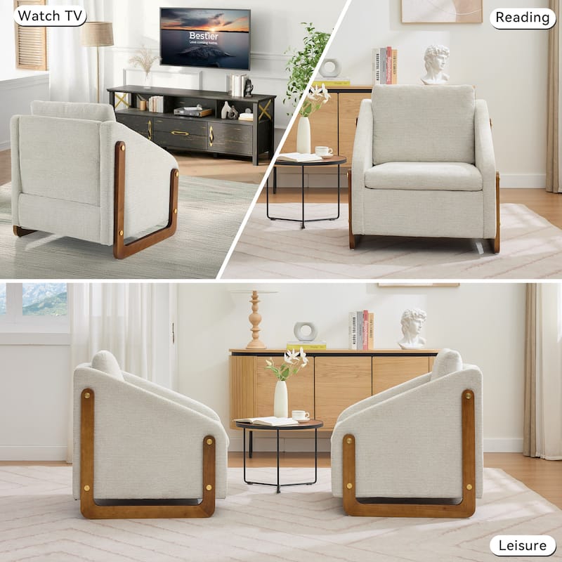 Accent Chair with Ergonomic Backrest, Upholstered Armchair with Nailhead Trim, Leisure Chair with Cushioned Seat