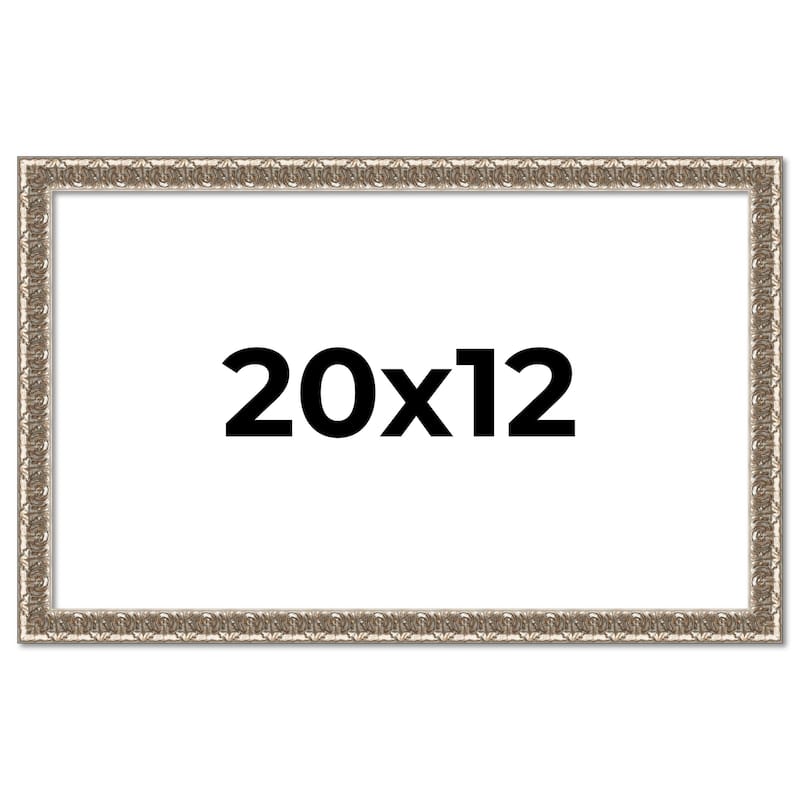 20x12 Frame Silver Versailles Ornate Solid Wood Picture Frame | 1 Inch