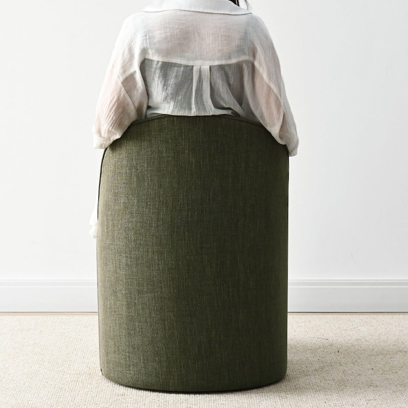 Linen Rolling Upholstered Dining Chair with Wheels (Set of 2)