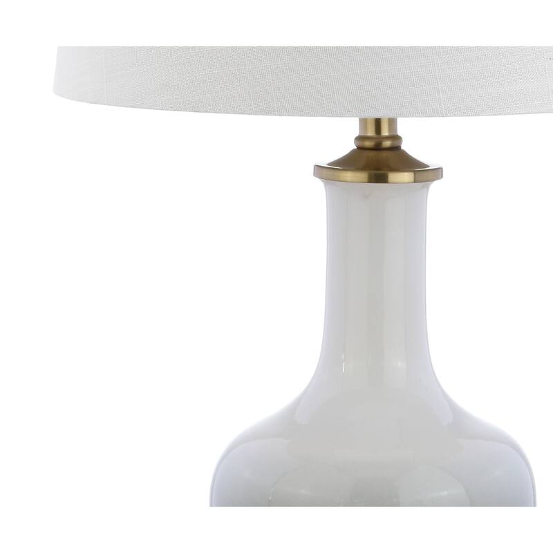 Bates 25" Ceramic/Brass LED Table Lamp, White/Navy by JONATHAN Y