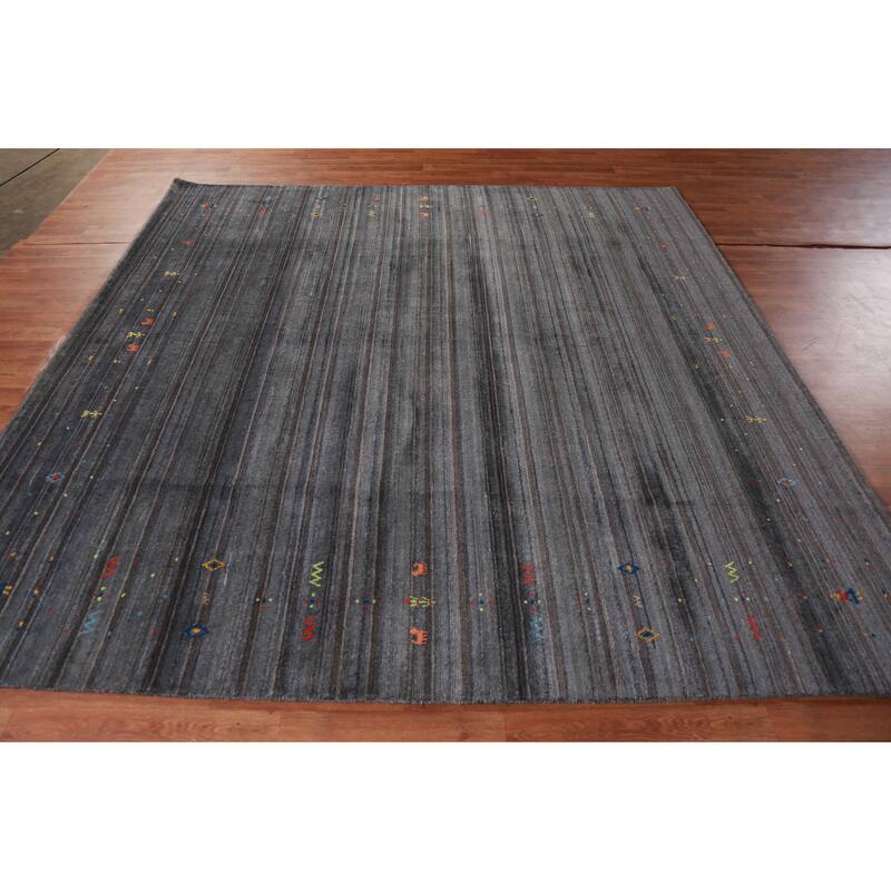 Hand Knotted Oriental 100% Wool Carpet Tribal Tribal Greys & Charcoal Gabbeh Area Rug - 8' 2'' X 8' 3''
