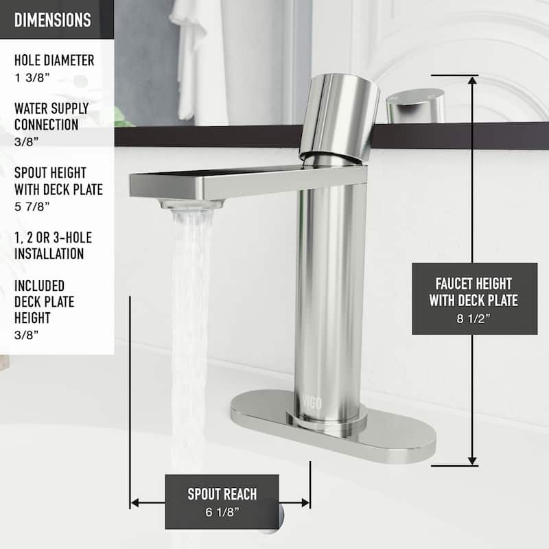 VIGO Halsey 8" H Single Handle Single Hole Bathroom Faucet
