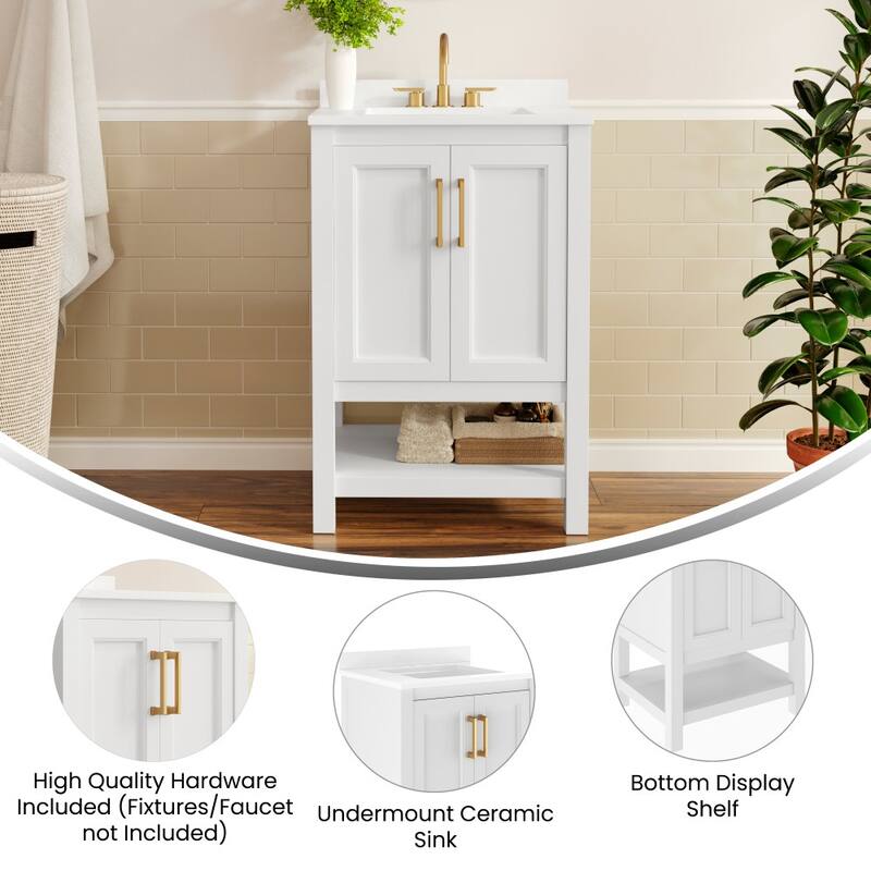 Bathroom Vanity with Undermount Sink and Open Storage Shelf