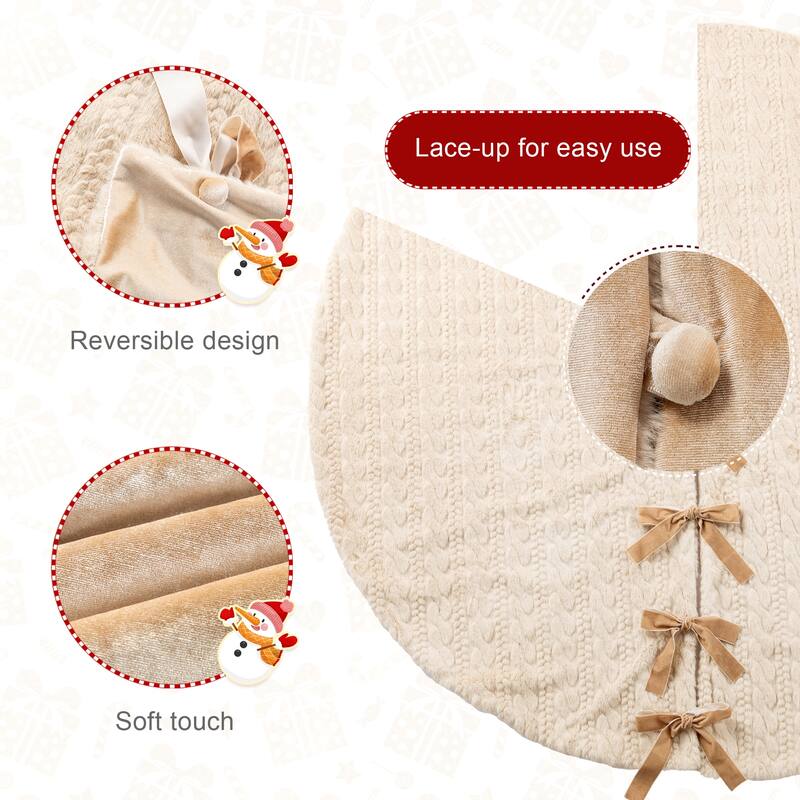 Glitzhome Set of 2 or 3 Faux Fur 48"D/60"D Tree Skirt & Christmas Stocking Decorations