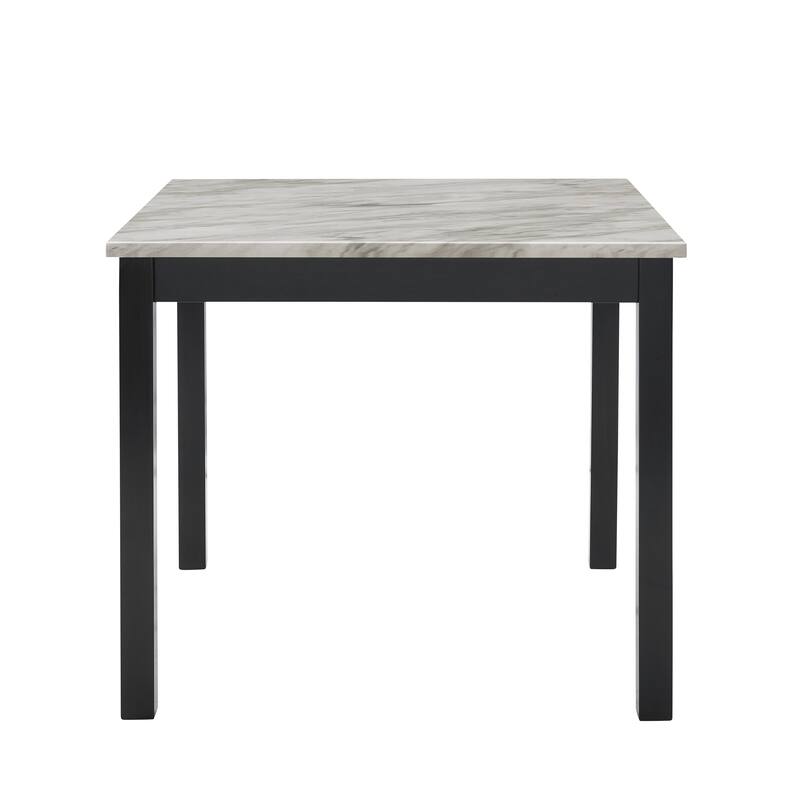 Counter Height Table and Chair Set, 5 Pcs Kitchen Table Set, Faux Marble Top Square Table and 4 Velvet Upholstered Chairs