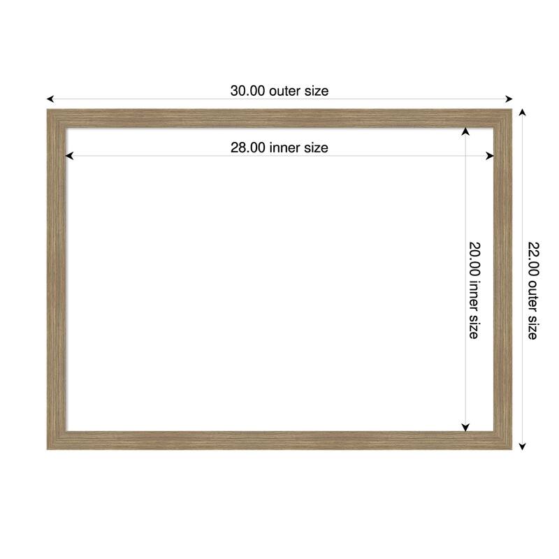 Amanti Art Woodgrain Stripe Blonde Framed Dry Erase Magnetic Board - 30 x 22 in - Woodgrain Stripe Mocha