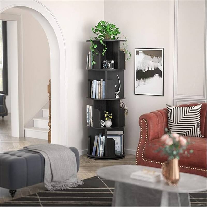 360 Display 4 Tier Floor Standing Bookcase Storage Rack - 15.7"D x 15.7"W x 51.2"H