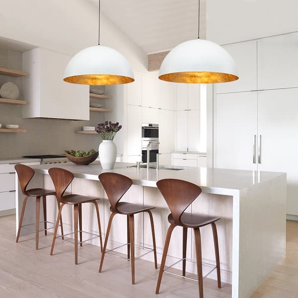 slide 2 of 16, Industrial Oversized Metal Dome Pendant Light - Modern Farmhouse 23in - White