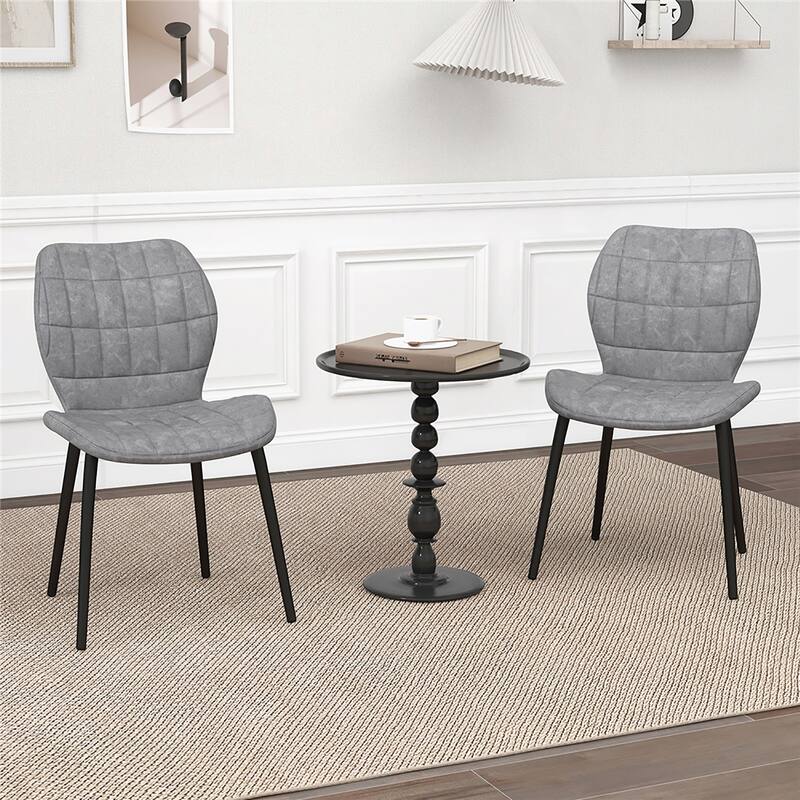 Gymax Dining Chairs Set of 2 w/ Padded Back Metal Legs & 2 Adjustable