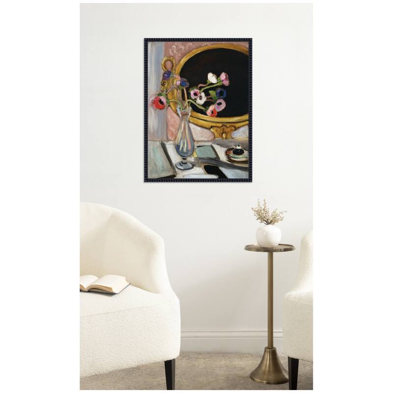 Kate and Laurel Anemones au miroir noir 1919 Henti Matisse by Nostalgia Prints Framed Canvas Wall Art Print