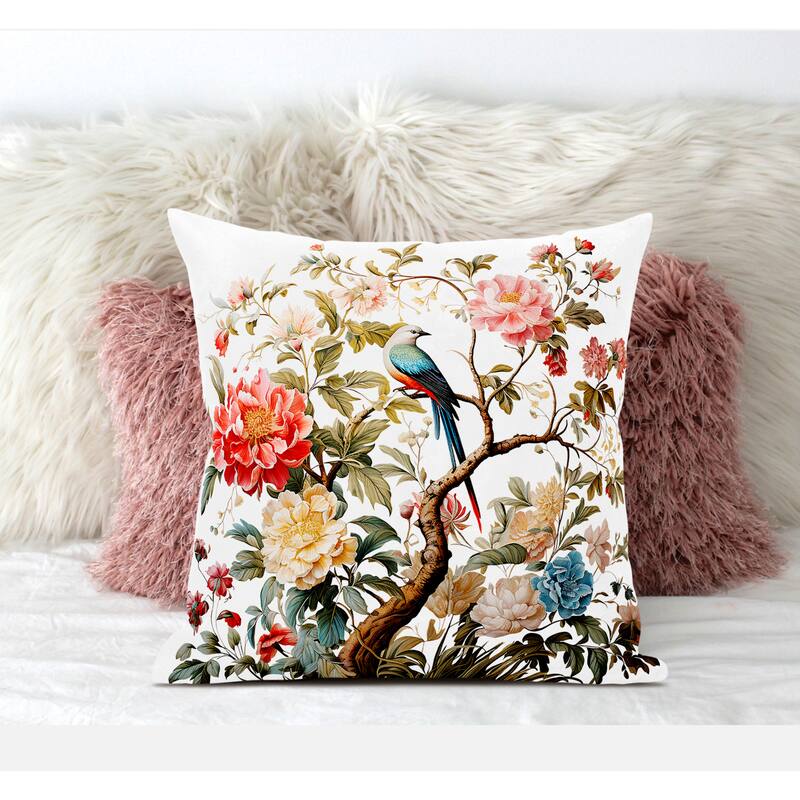 Bloom Bower Bliss Faux Suede Pillow With Removable Cover in Red Pink Blue