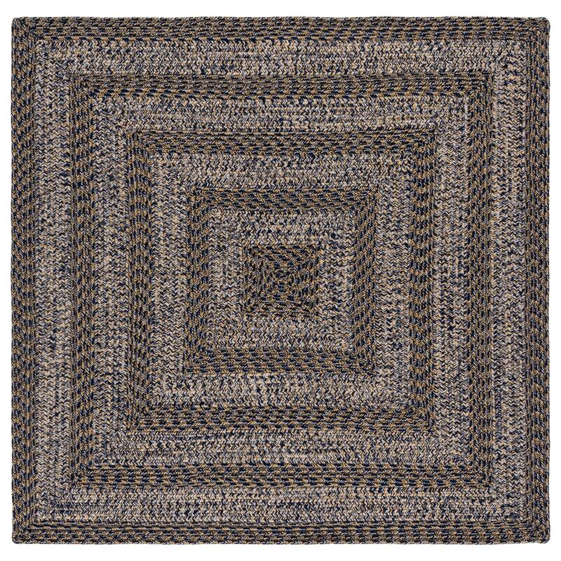 SAFAVIEH Handmade Braided Fatimah Washable Indoor/Outdoor Rug - Weather Resistant & Easy Cleaning - 5' Square - Navy/Gold