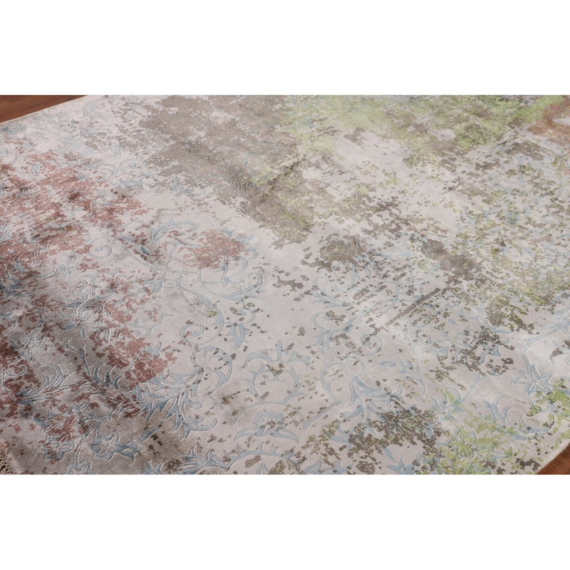 Multicolor Modern Abstract Area Rug Hand-Knotted Wool Carpet - 5'7"x 8'0"