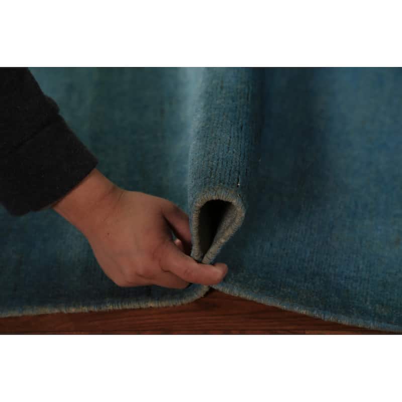 Blue Modern Gabbeh Oriental Rug Handmade Foyer Wool Carpet - 3'0" x 3'10"