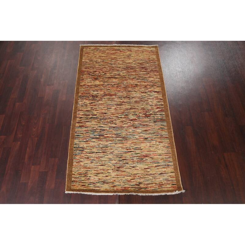 Contemporary Gabbeh Kashkoli Striped Area Rug Hand-knotted Wool Carpet - 3'8" x 6'6"
