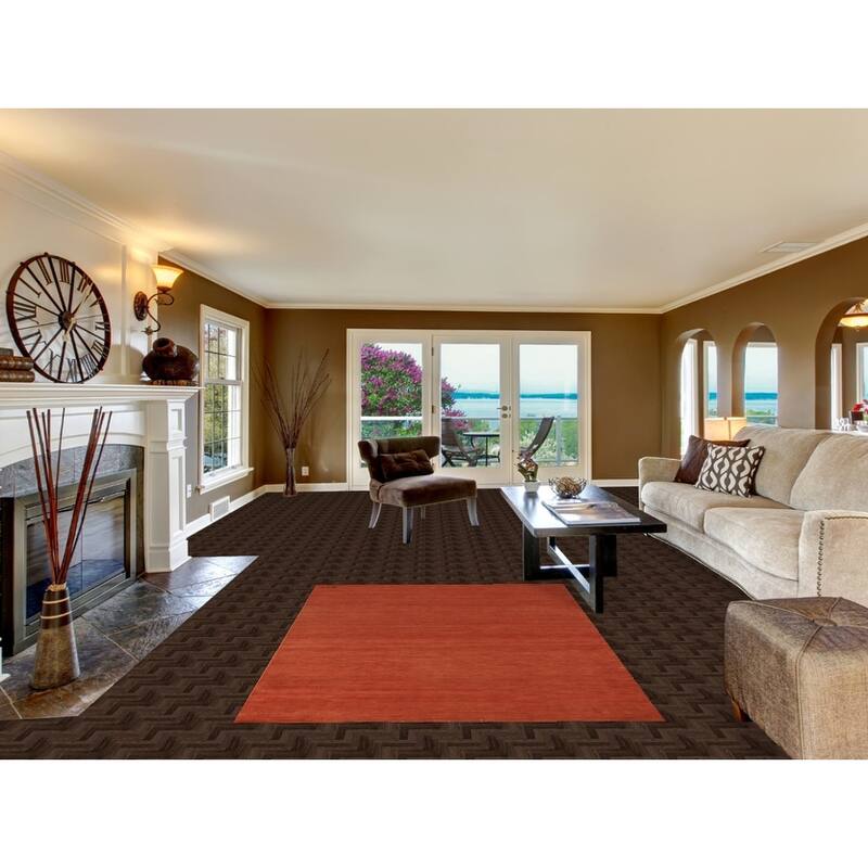 Striped Orange Gabbeh Modern Rug Handmade Wool Carpet - 4'9" x 6'6"