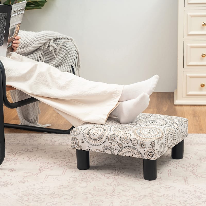 Adeco Ottoman Upholstered Fabric Footrest Pet Steps Dog Stair Stool