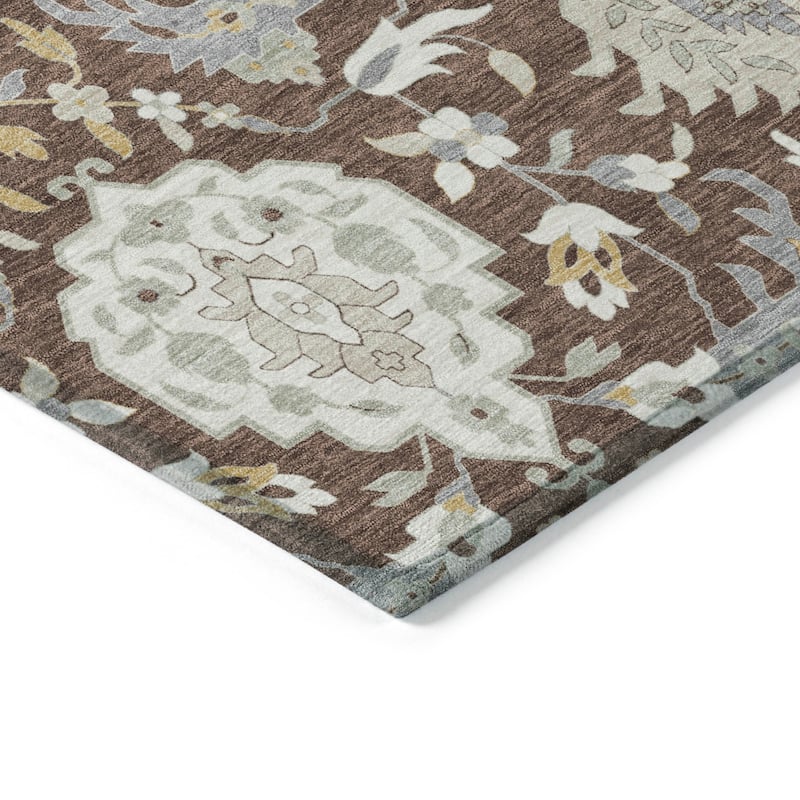 Machine Washable Indoor/ Outdoor Traditional Kashan Chantille Rug