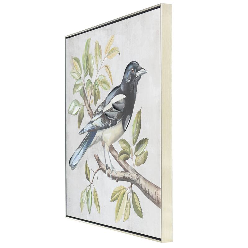 StyleCraft Birdsong II Hand-Embellished Framed Canvas Wall Art - 32" x 32"