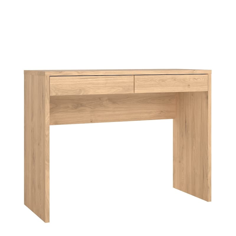 Writing Desk - Compact Hickory Desk with 2 Drawers - Scandinavian Style Workstation